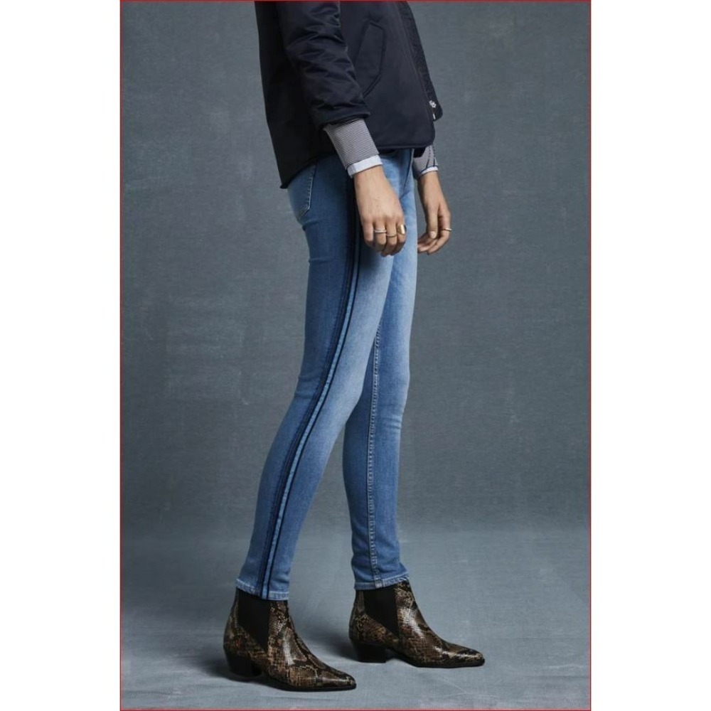 Scotch & Soda La Bohemienne Mid Rise Skinny Jeans Blue Stripe W24 L32 151093